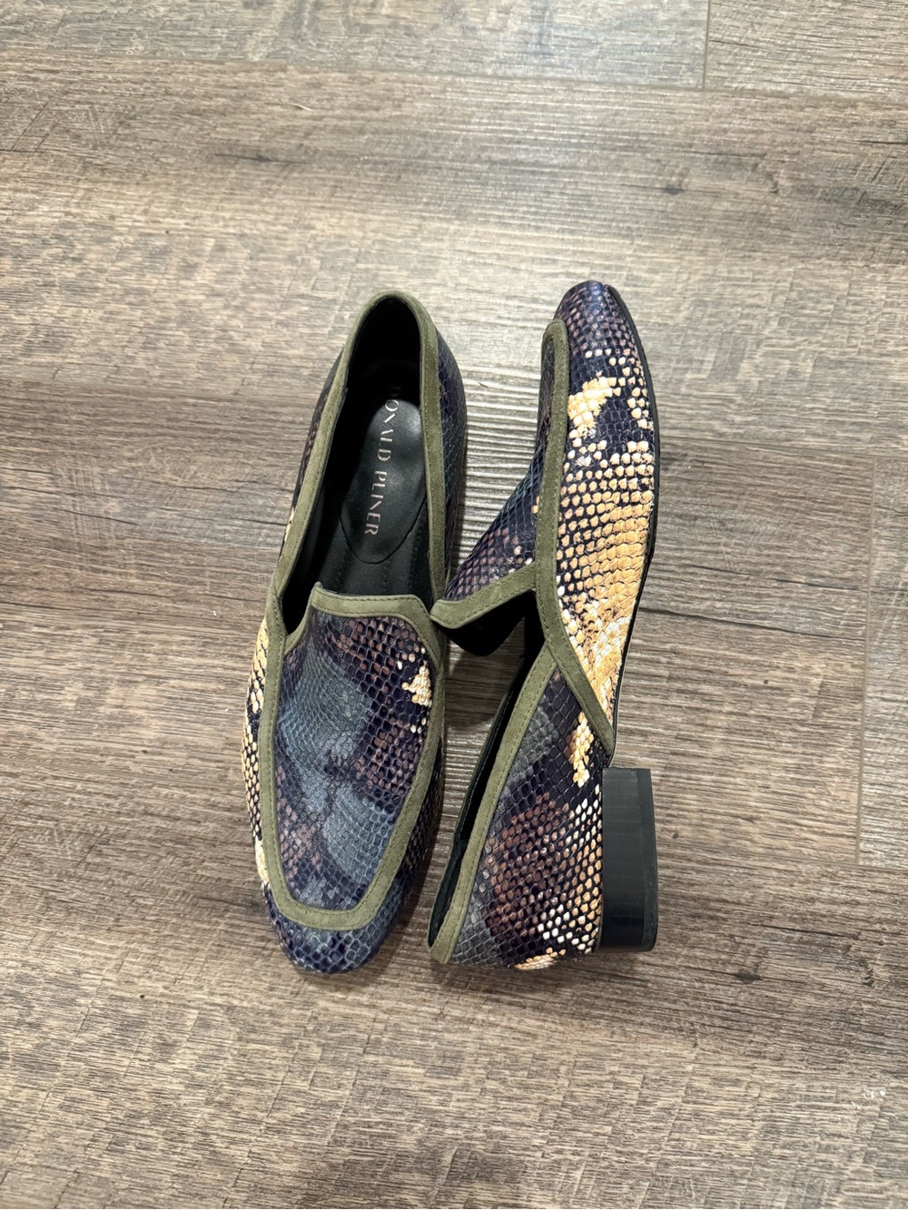 Donald J. Pliner Women's Snake-Print Flats in Brown and Olive